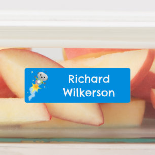 Cute robot flying in space cartoon personalized