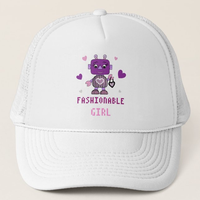 Cute robot girl trucker hat (Front)