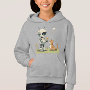Cute Robot Gives Flower to Cat Wholesome Kids Art