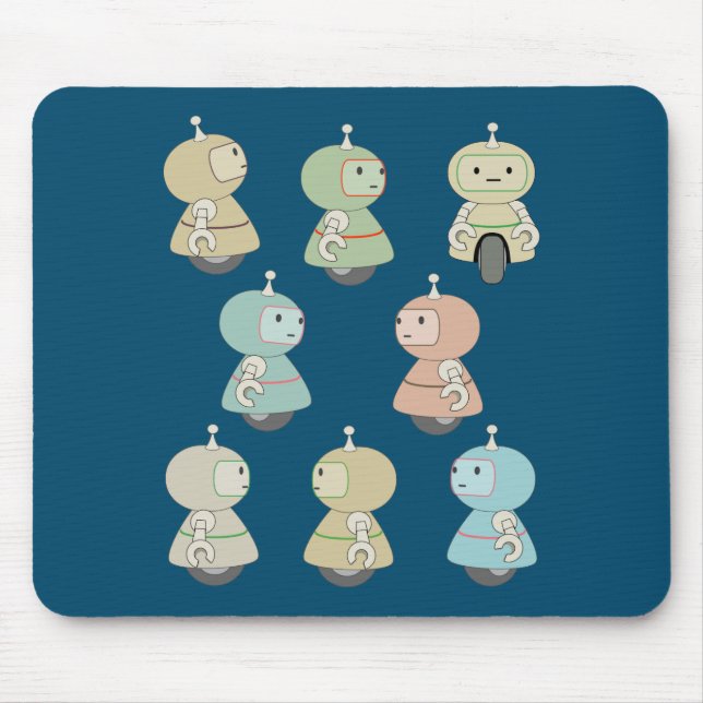 Cute Robot Illustration Mouse Pad (Front)