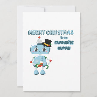 Cute Robot Illustration on Christmas Card