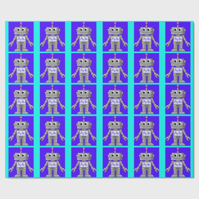 Cute Robot Kids' Colourful Gift Wrap (Seam)