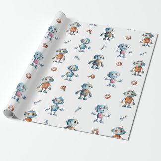 Cute Robot Kids Robotic Wrapping Paper
