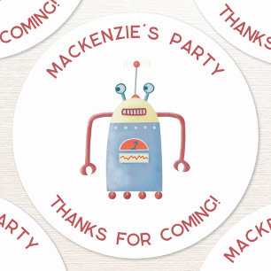 Cute Robot Personalized Thank You Classic Round St Sticker