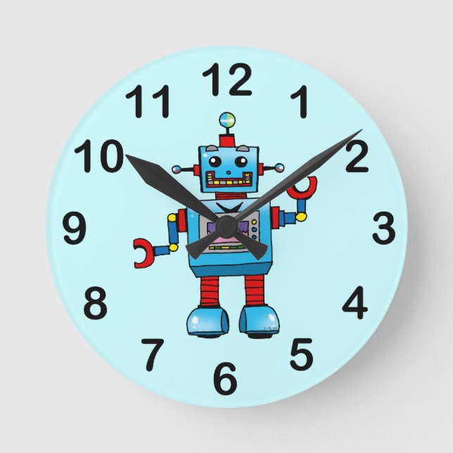 Cute robot round clock (Front)