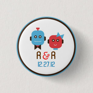 Cute Robot Theme Wedding 1 Inch Round Button