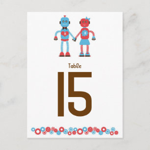 Cute Robot Theme Wedding Postcard