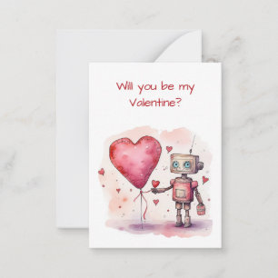Cute Robot Valentine's Day for Kids Flat Card