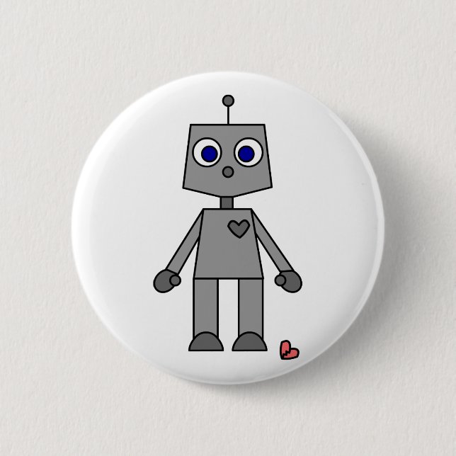 Cute Robot With A Broken Heart 2 Inch Round Button (Front)