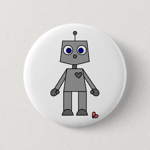 Cute Robot With A Broken Heart 2 Inch Round Button