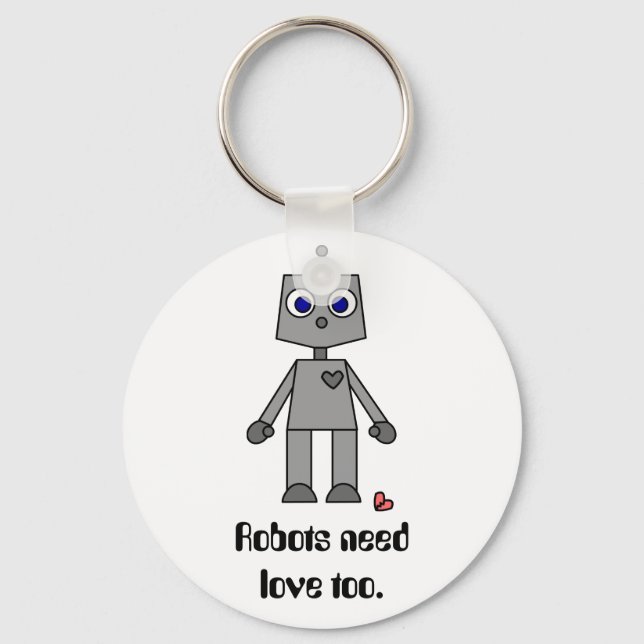 Cute Robot With A Broken Heart Keychain (Front)