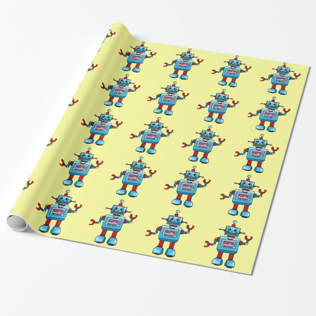Cute robot wrapping paper (Unrolled)
