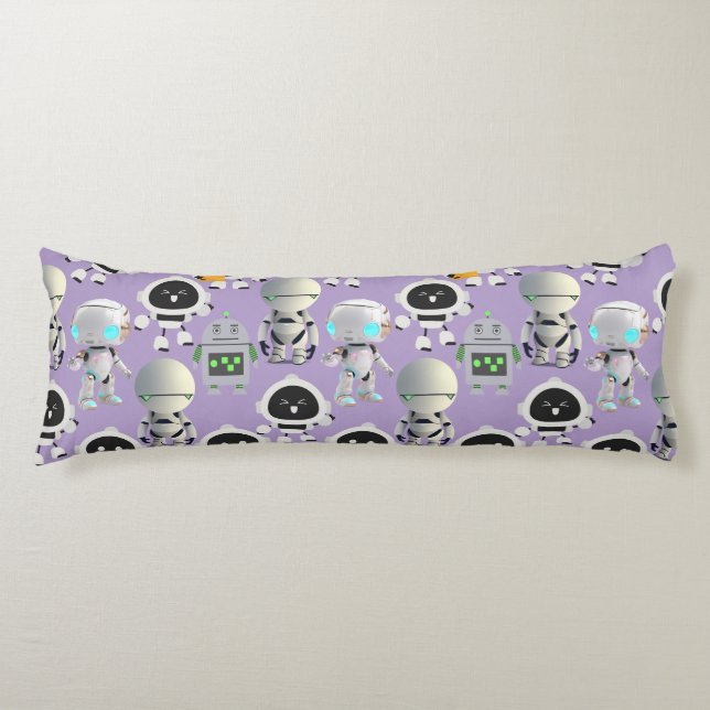 Cute Robots Pattern. CUTERB01.LPurple Body Pillow (Front)