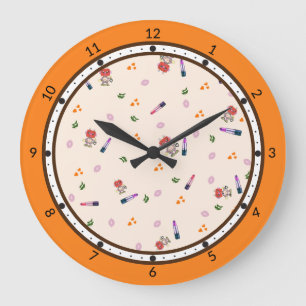 Cute robots pattern large clock