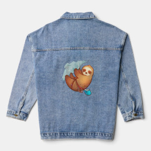 Cute Rock Climbing Sloth  Denim Jacket
