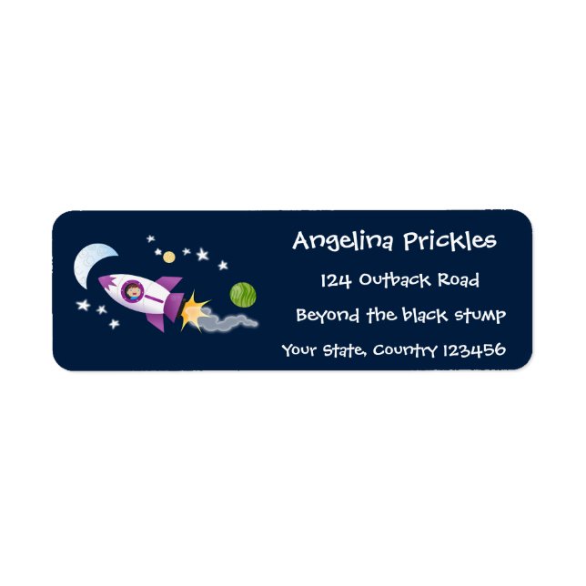 Cute rocket ship in space cartoon illustration (Front)