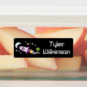 Cute rocket ship in space cartoon personalized