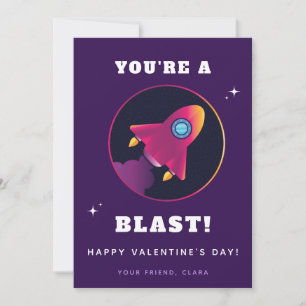 Cute Rocket Spaceship Kids School Valentine's Day Holiday Card