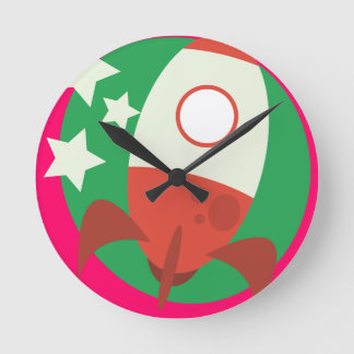 Cute rockets round clock