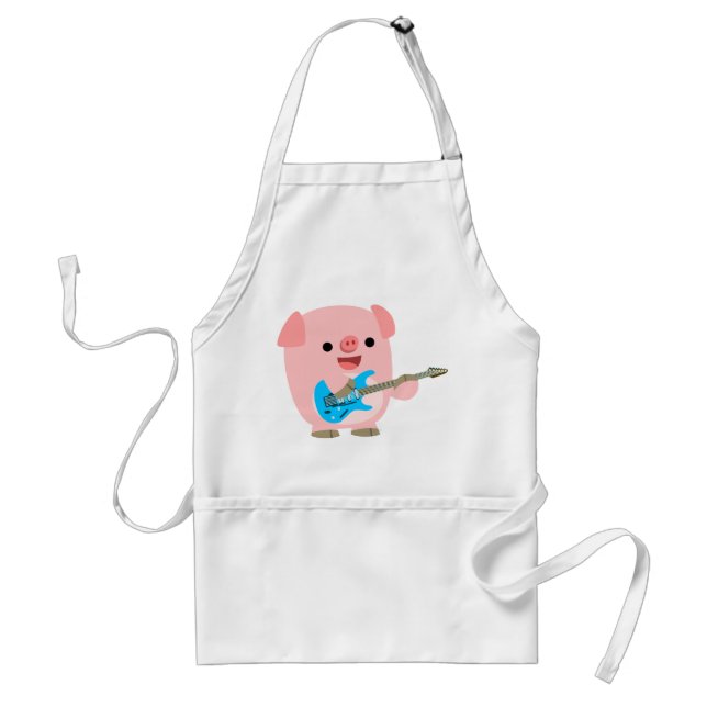 Cute Rockin' Cartoon Pig Apron (Front)