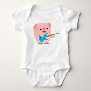 Cute Rockin' Cartoon  Pig Baby Clothing Bodysuit