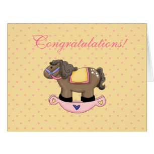 Cute Rocking Horse Nouveau bébé Félicitations
