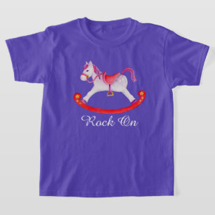 Cute rocking horse painted art girls t-shirt