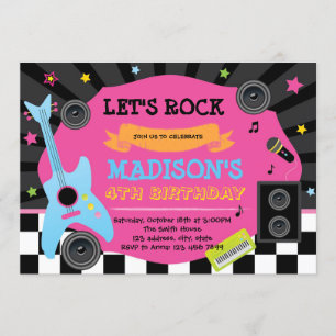 Cute rockstar birthday party invitation