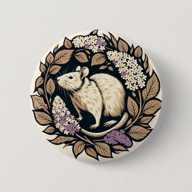 Cute rodent Rat pet rays designs                   2 Inch Round Button (Front)