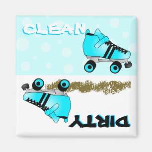 Cute Roller Skate Blue Clean Dirty Dishwasher Magnet