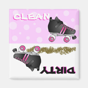 Cute Roller Skate Pink Clean Dirty Dishwasher Magnet