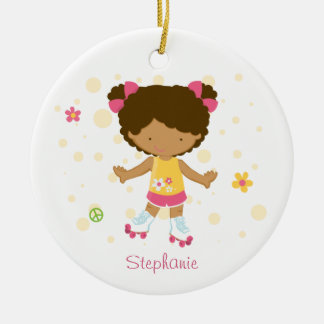 Cute roller skater girl personalized ornament