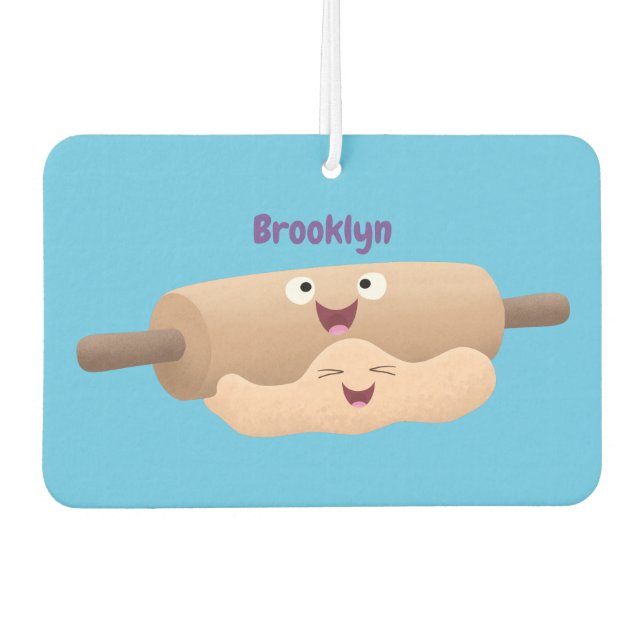 Cute rolling pin and dough pastry baking cartoon air freshener (Front)