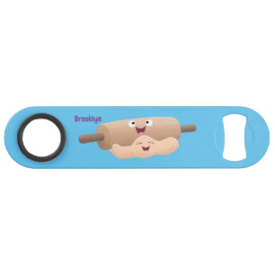 Cute rolling pin and dough pastry baking cartoon bar key