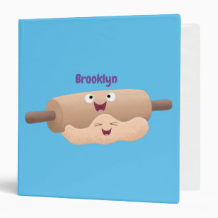 Cute rolling pin and dough pastry baking cartoon binder