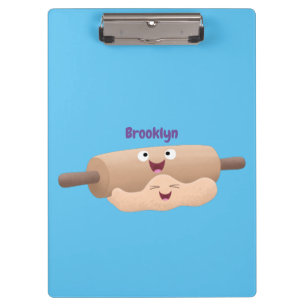 Cute rolling pin and dough pastry baking cartoon clipboard