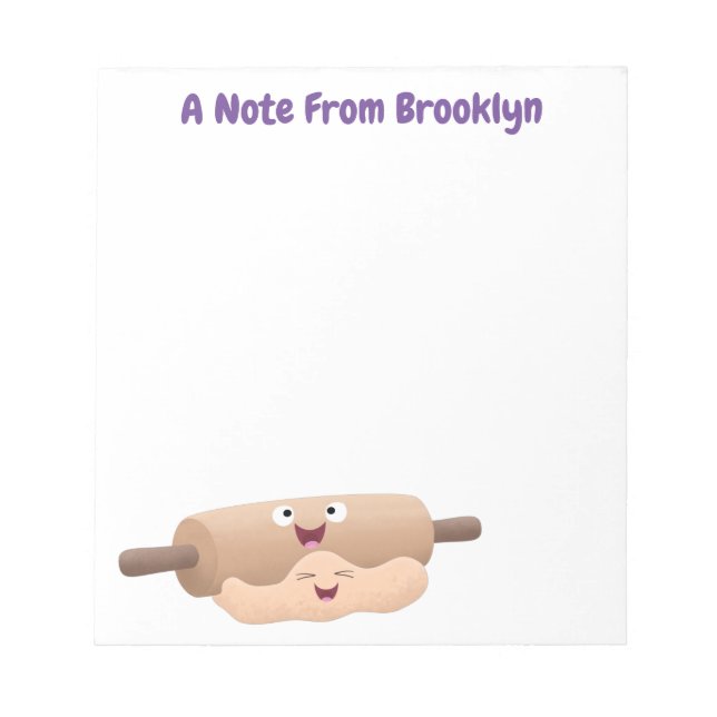 Cute rolling pin and dough pastry baking cartoon notepad (Front)