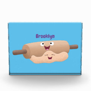 Cute rolling pin and dough pastry baking cartoon photo block