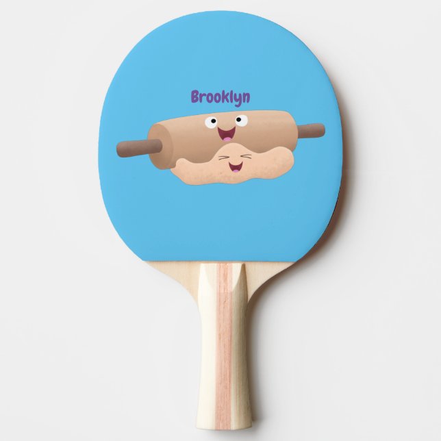 Cute rolling pin and dough pastry baking cartoon ping pong paddle (Front)