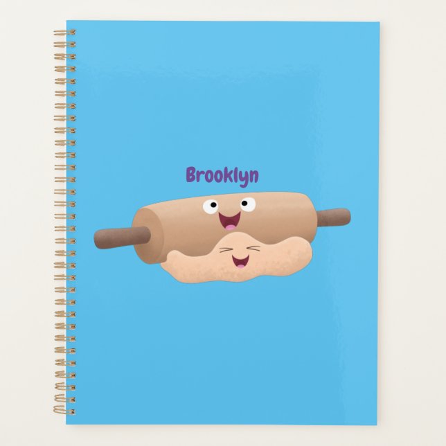 Cute rolling pin and dough pastry baking cartoon planner (Front)