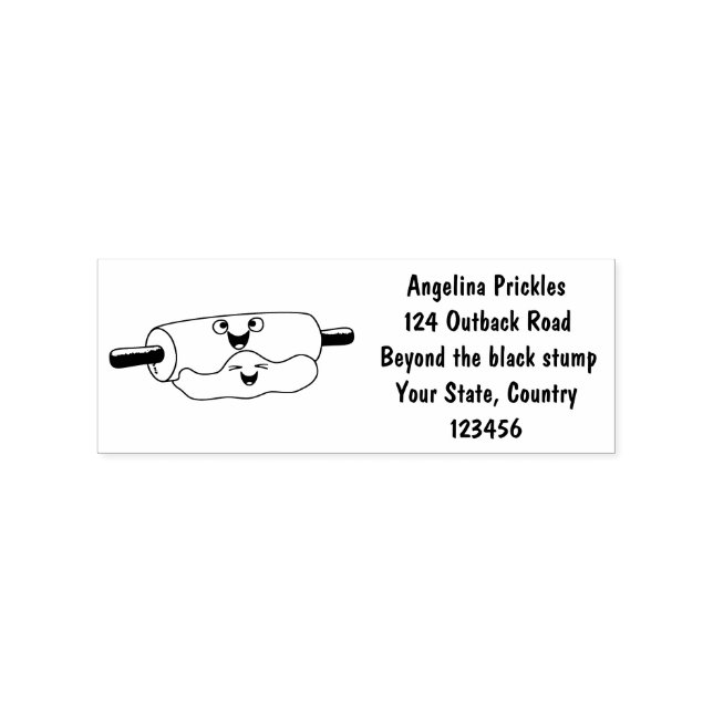 Cute rolling pin and dough pastry baking cartoon rubber stamp (Imprint)