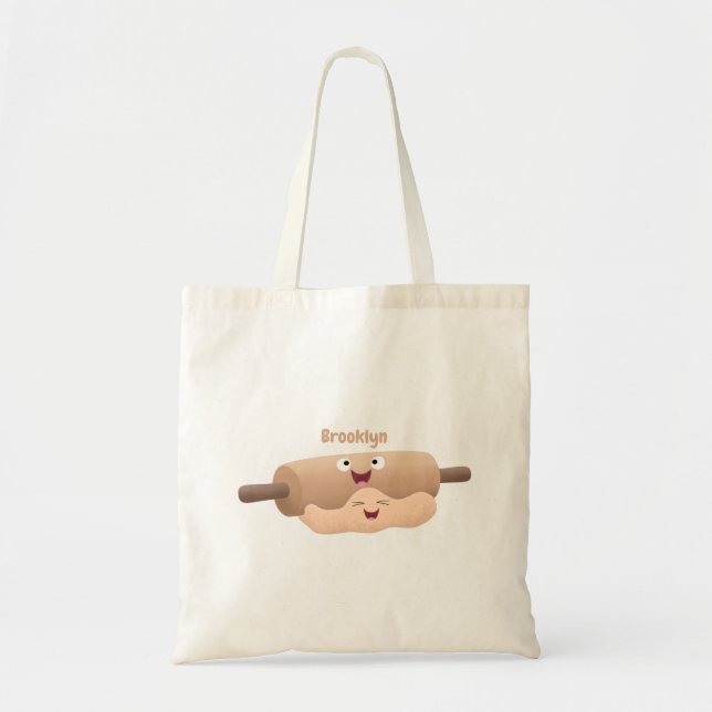 Cute rolling pin and dough pastry baking cartoon tote bag (Front)