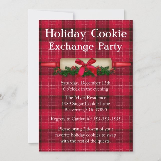 Cute Rolling Pin Cookie Exchange Invitation de vac (Devant)