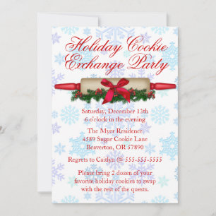 Cute Rolling Pin Cookie Exchange Invitation de vac