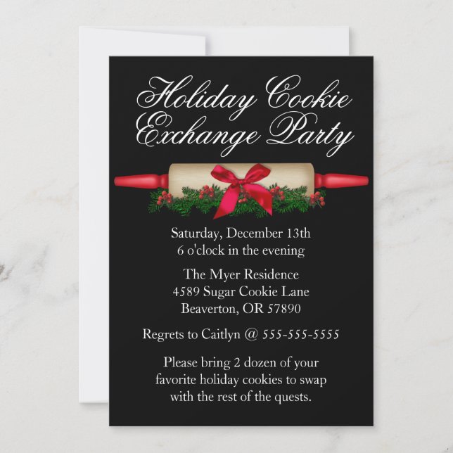 Cute Rolling Pin Cookie Exchange Invitation de vac (Devant)