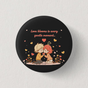 Cute Romantic Anime Couple - Love Moment 1 Inch Round Button