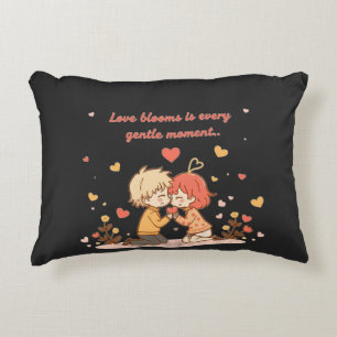 Cute Romantic Anime Couple - Love Moment Accent Pillow