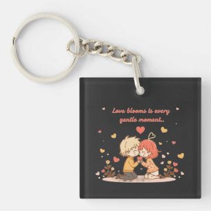 Cute Romantic Anime Couple - Love Moment Keychain