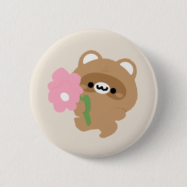 Cute Romantic Beaver 2 Inch Round Button (Front)
