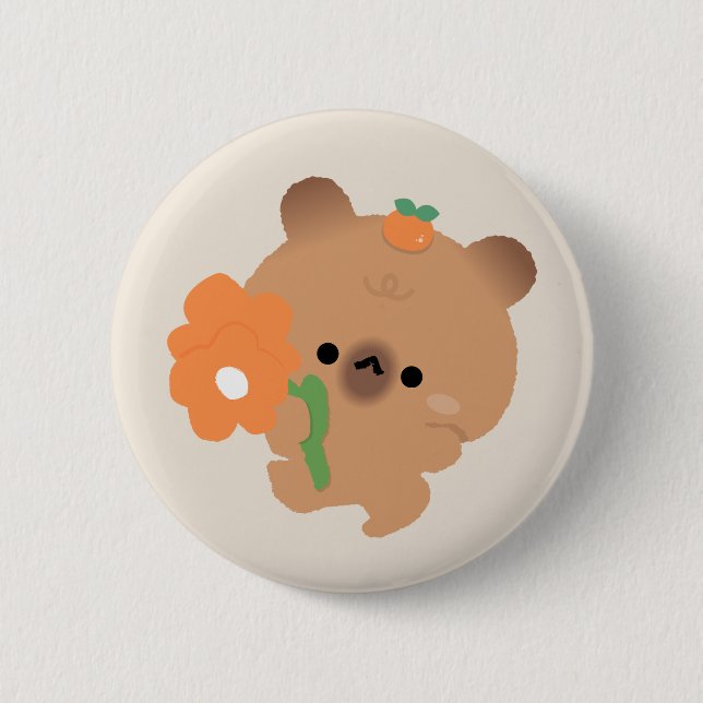 Cute Romantic Capybara 2 Inch Round Button (Front)